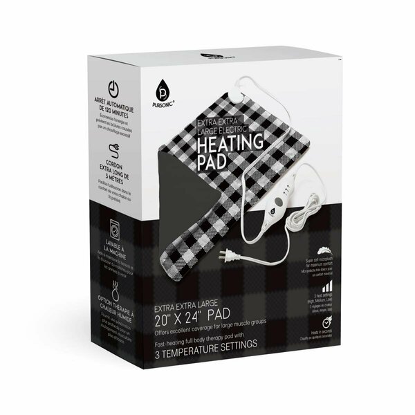 Pursonic Extra Large Electric Heating Pad, Gingham Black - 2XL HMG2024GHM